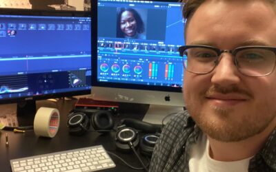 Michael klipper och ”grejdar” på reklambyrån Parapix